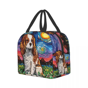 Starry Night Dog Cavalier King Charles Spaniel Insulated Lunch Bag