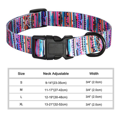 Adjustable Printed Nylon Dog Collar