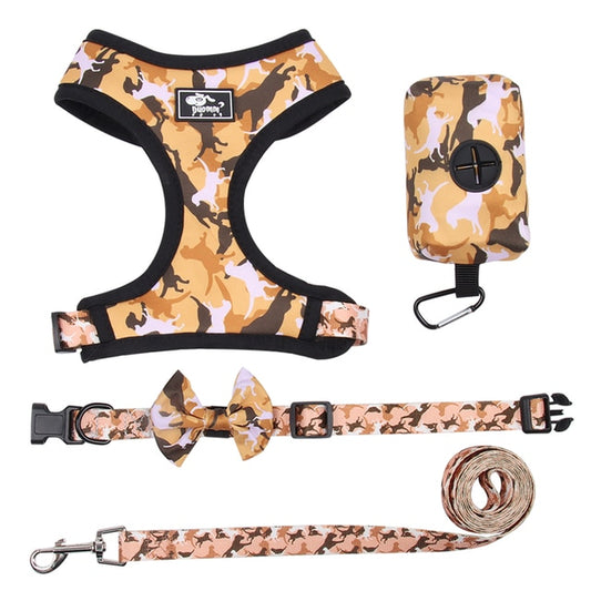 Camouflage Dog Harness, Leash and Collar Combo