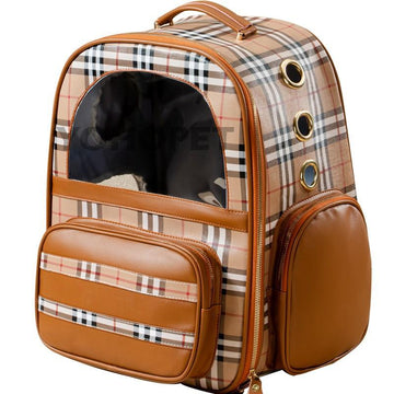 PU Leather Pet Carrier Backpack