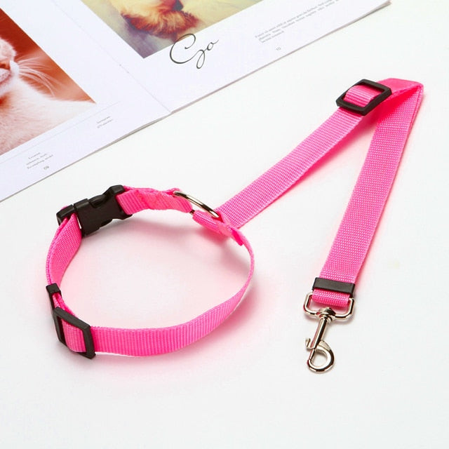 Solid Color Two-in-One Pet Car Seat Belt